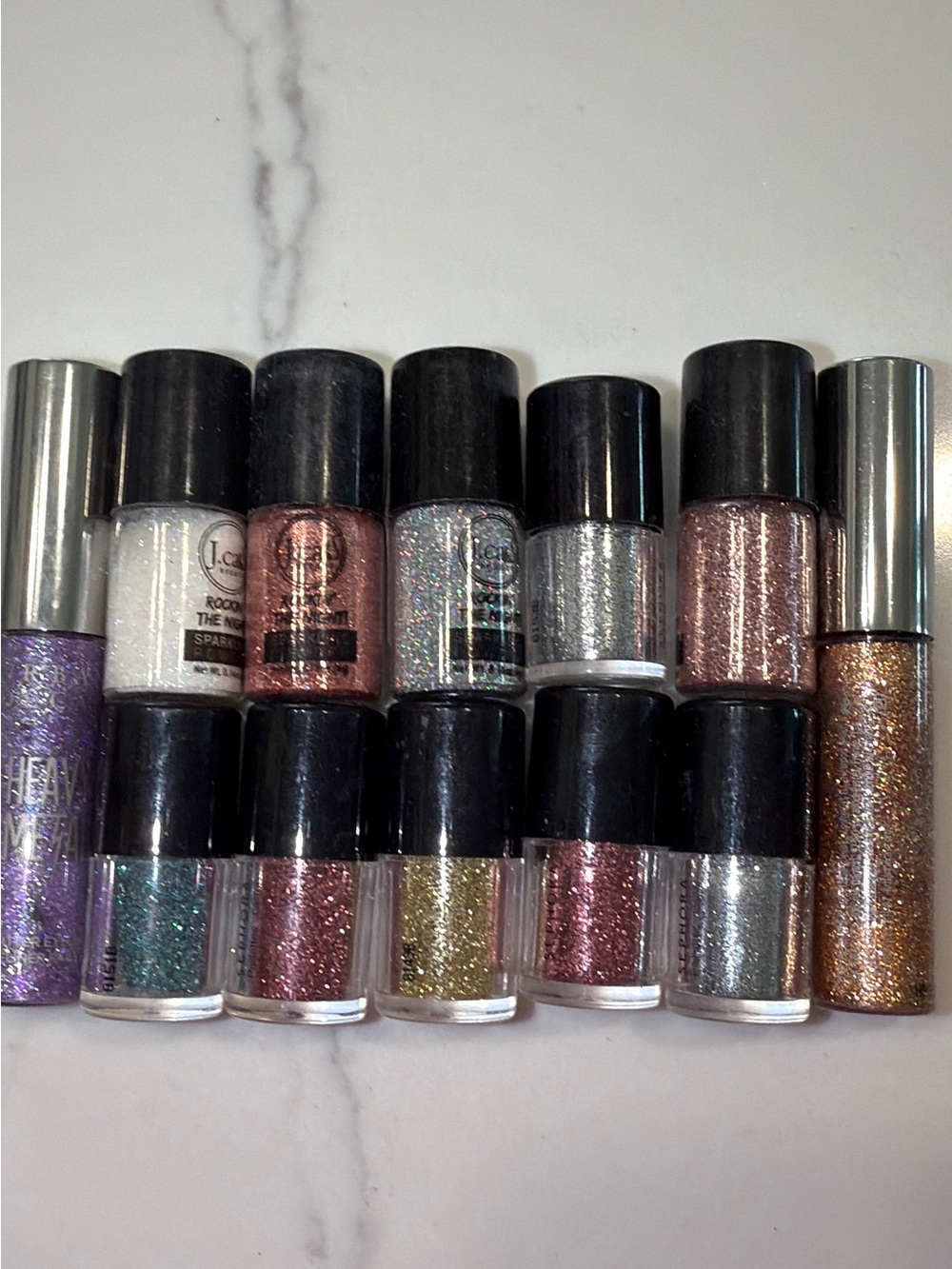 Assorted Glitter Eyeshadow Pigments and Liquid Glitters - Mixed Colors